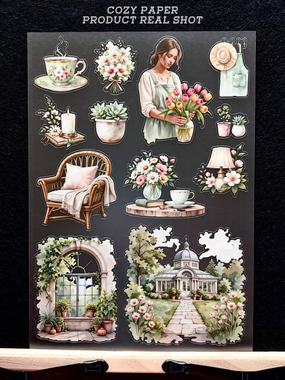 Greenhouse Garden Cottage | 5.8" x 8.3" Aesthetic Matte PET Sticker Sheet for Journaling, Scrapbooking & ATC Cards