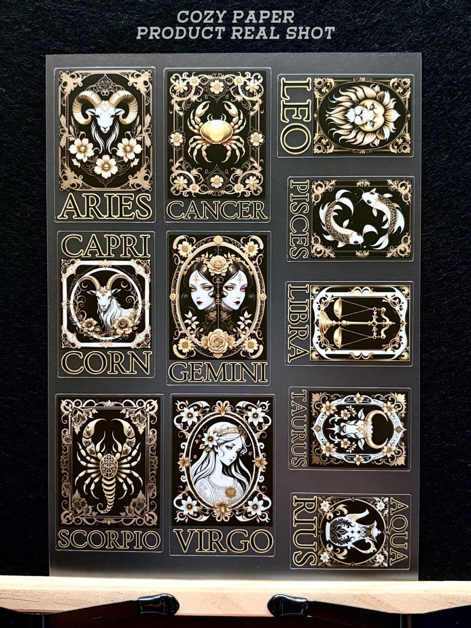Gothic Zodiac Tarot Cards | 5.8" x 8.3" Aesthetic Matte PET Sticker Sheet for Journaling, Scrapbooking & ATC Cards
