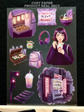 Tokyo Urban Late Night | 5.8" x 8.3" Aesthetic Matte PET Sticker Sheet for Journaling, Scrapbooking & ATC Cards