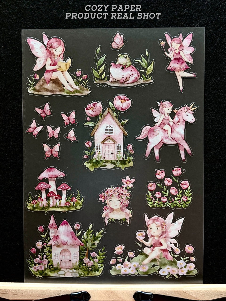 Pink Fairy Whimsical Woods | 5.8" x 8.3" Aesthetic Matte PET Sticker Sheet for Journaling, Scrapbooking & ATC Cards
