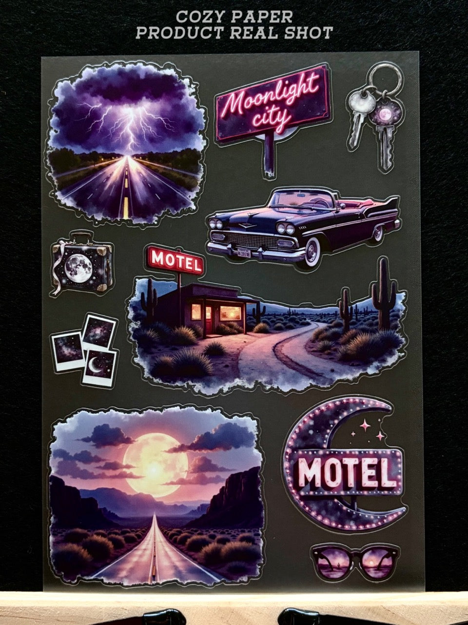 Neon Desert Road Trip | 5.8" x 8.3" Aesthetic Matte PET Sticker Sheet for Journaling, Scrapbooking & ATC Cards