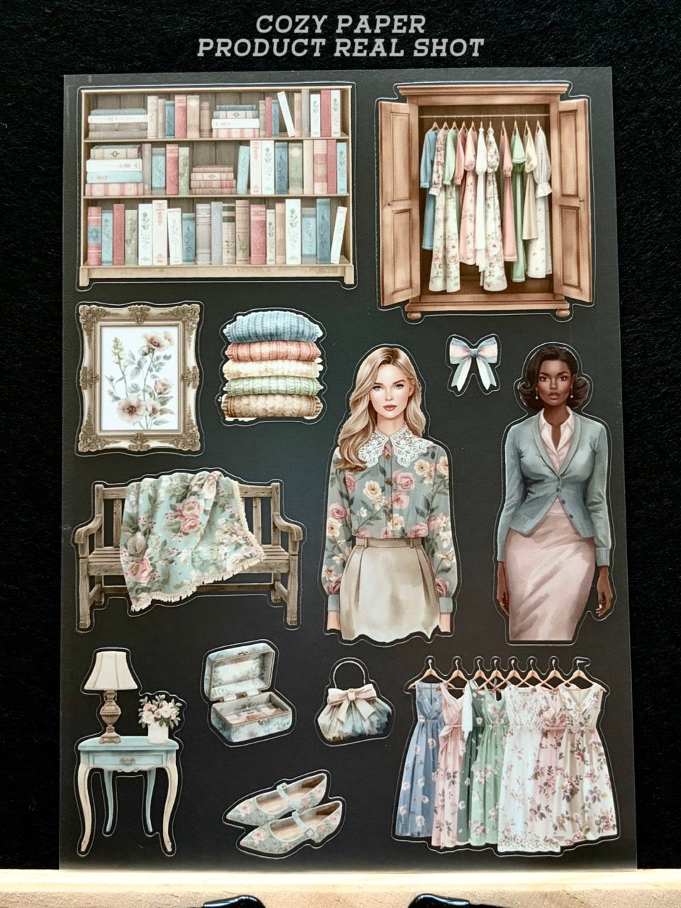 Vintage Cottage Wardrobe Life | 5.8" x 8.3" Aesthetic Matte PET Sticker Sheet for Journaling, Scrapbooking & ATC Cards