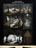 Dark Sepulcher | 5.8" x 8.3" Aesthetic Matte PET Sticker Sheet for Journaling, Scrapbooking & ATC Cards