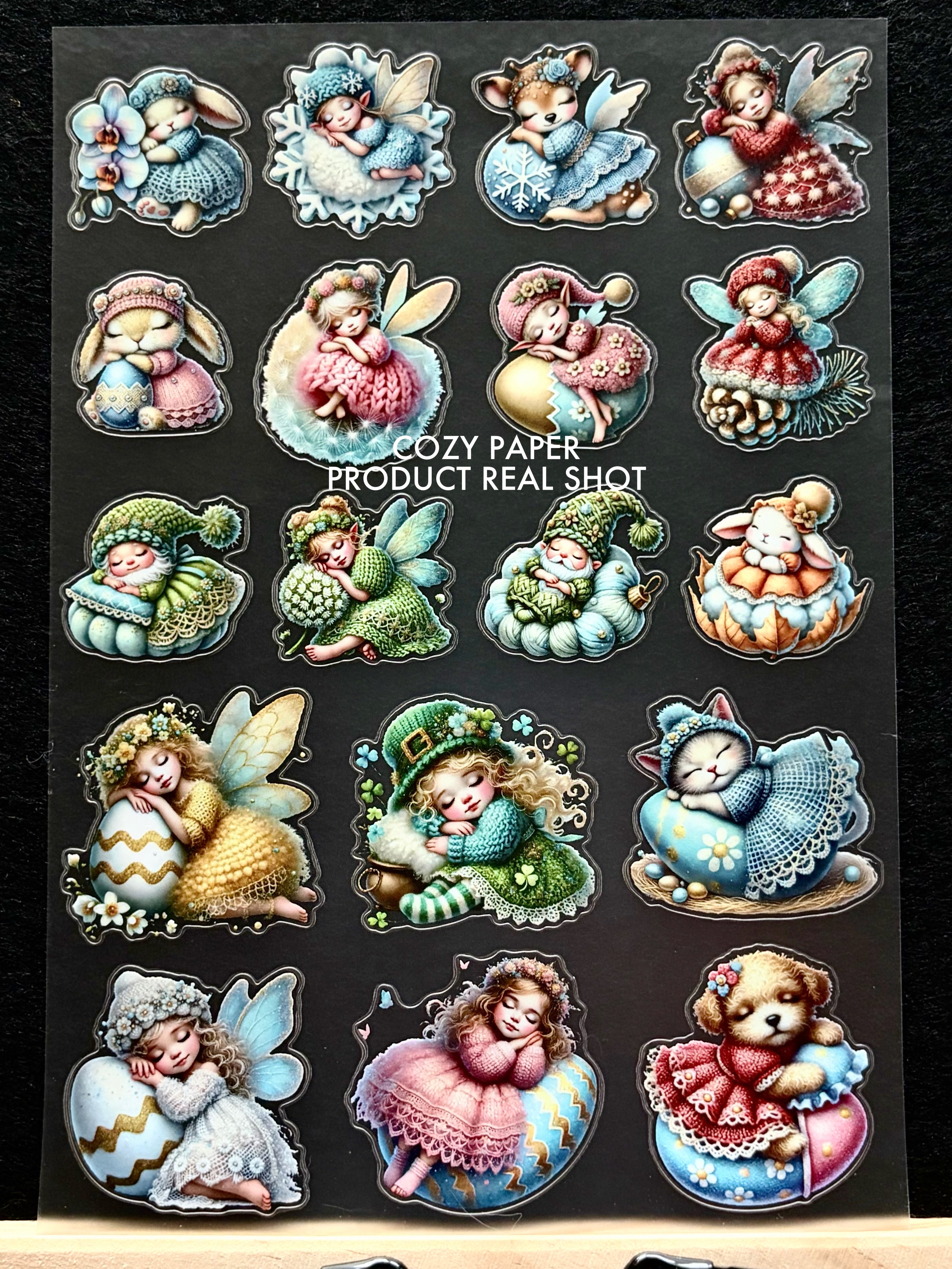 Sleepy Whimsical Babes | 5.8" x 8.3" Aesthetic Matte PET Sticker Sheet for Journaling, Scrapbooking & ATC Cards