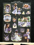 Lavender French Cottage | 5.8" x 8.3" Aesthetic Matte PET Sticker Sheet for Journaling, Scrapbooking & ATC Cards