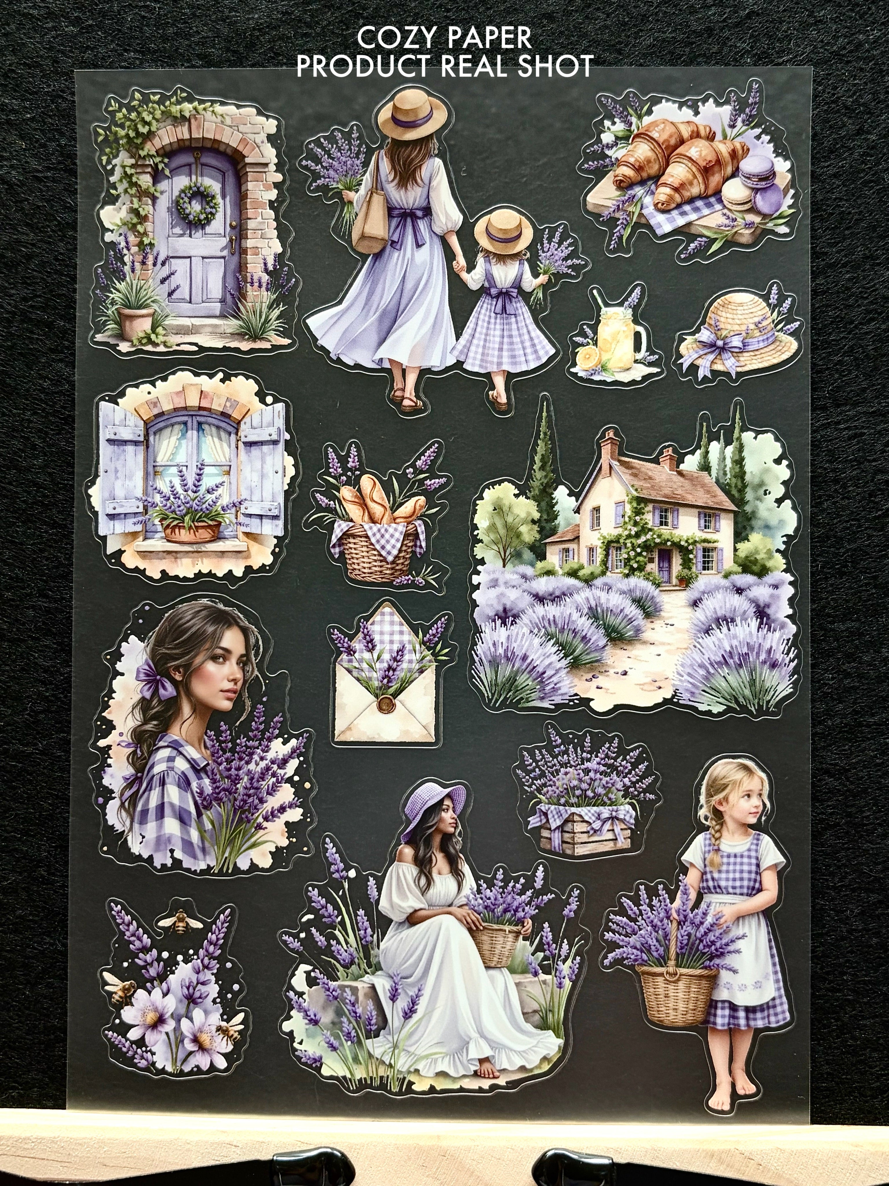 Lavender French Cottage | 5.8" x 8.3" Aesthetic Matte PET Sticker Sheet for Journaling, Scrapbooking & ATC Cards