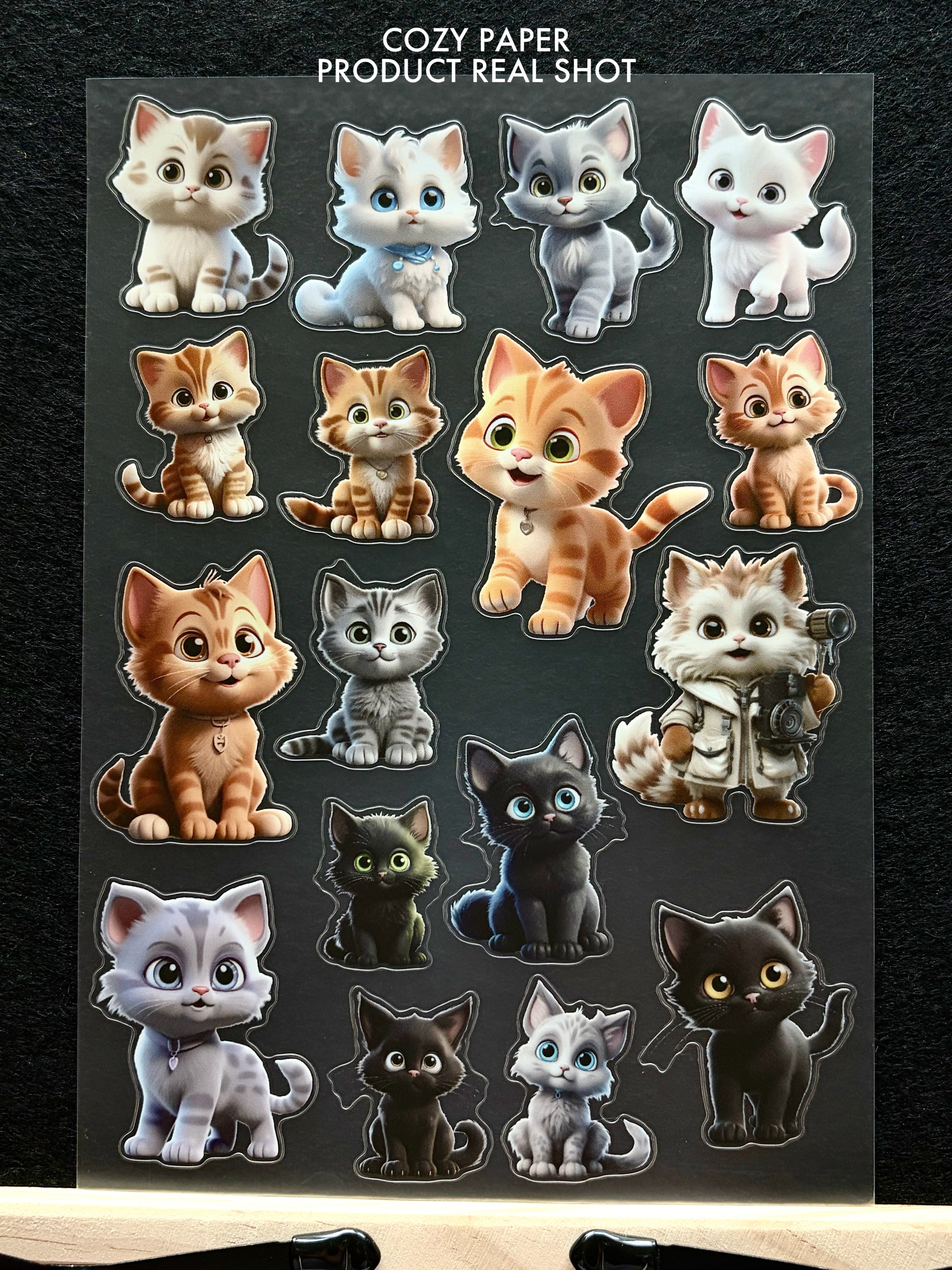Cute Kitten Squad | 5.8" x 8.3" Aesthetic Matte PET Sticker Sheet for Journaling, Scrapbooking & ATC Cards