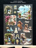 Mediterranean Summer Getaway | 5.8" x 8.3" Aesthetic Matte PET Sticker Sheet for Journaling, Scrapbooking & ATC Cards