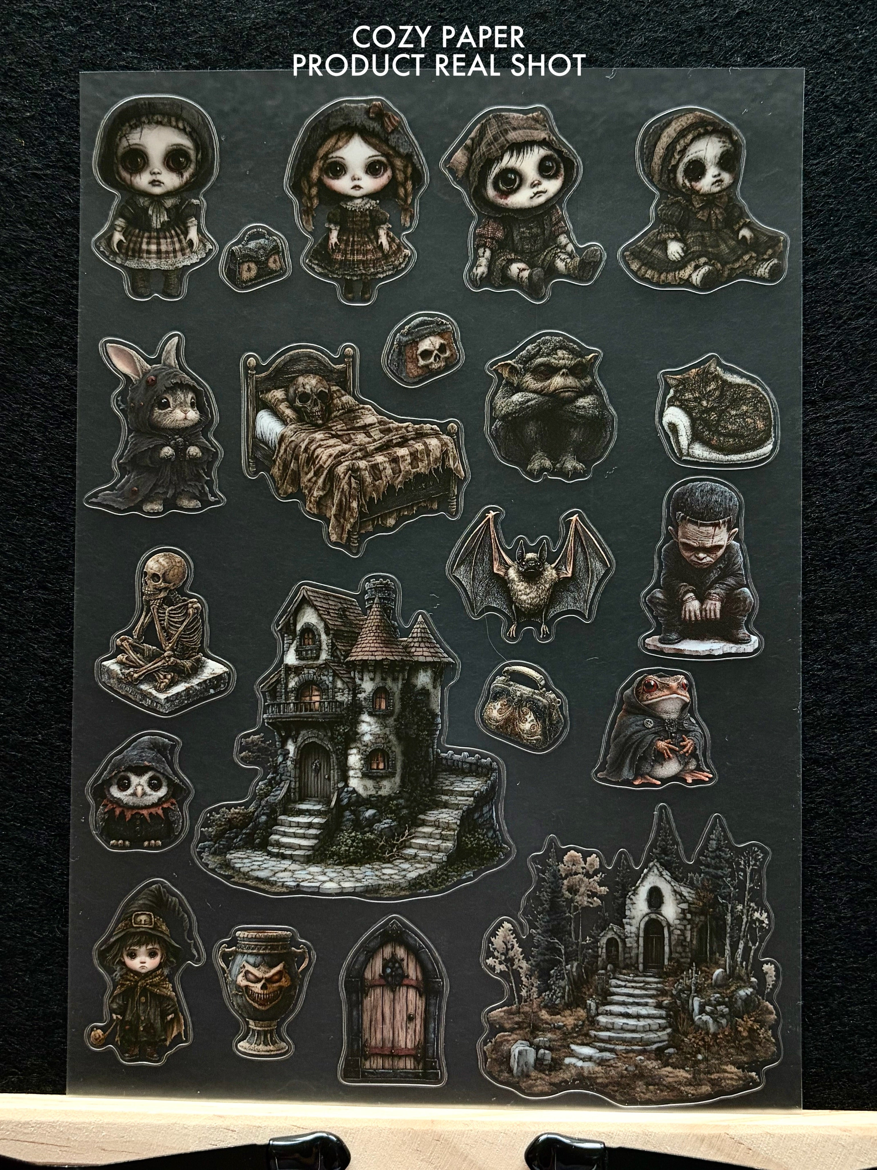 Gothic Whimsy Darkcore | 5.8" x 8.3" Aesthetic Matte PET Sticker Sheet for Journaling, Scrapbooking & ATC Cards