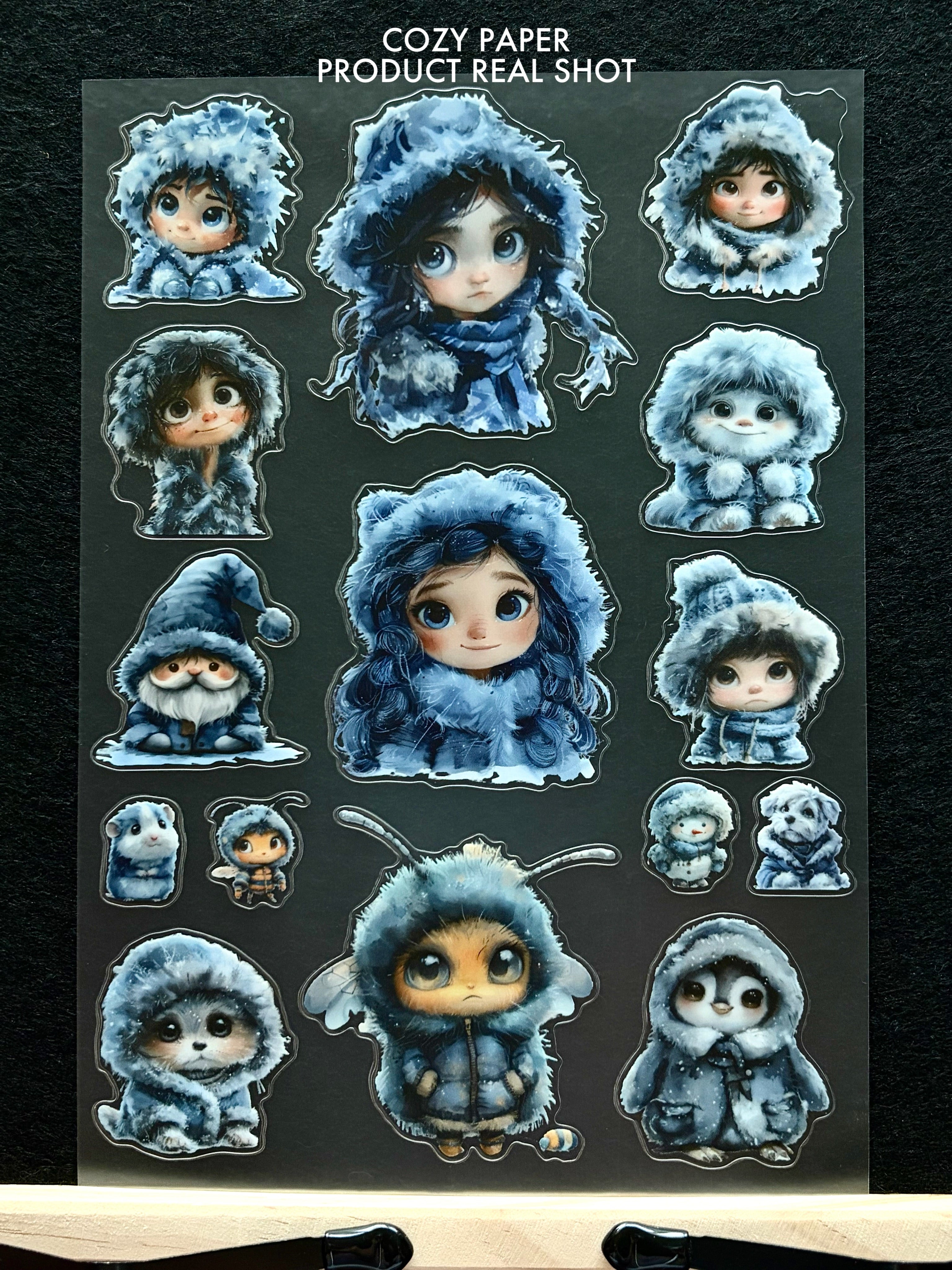 Frosty Winter Cuties | 5.8" x 8.3" Aesthetic Matte PET Sticker Sheet for Journaling, Scrapbooking & ATC Cards