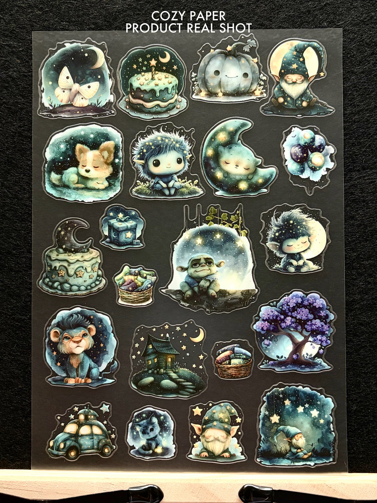 Moonlit Whimsical Realm | 5.8" x 8.3" Aesthetic Matte PET Sticker Sheet for Journaling, Scrapbooking & ATC Cards