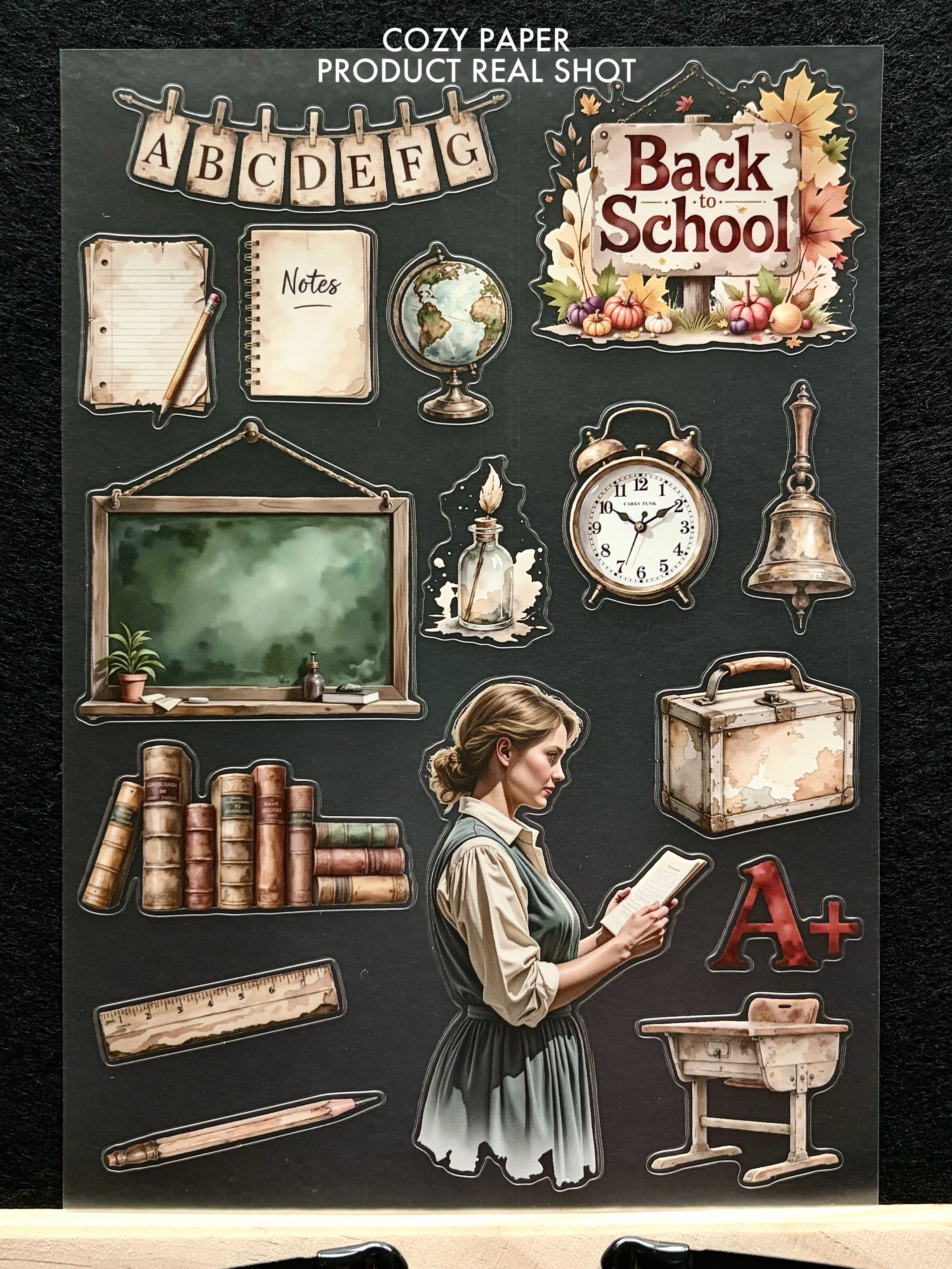 Vintage Back to School | 5.8" x 8.3" Aesthetic Matte PET Sticker Sheet for Journaling, Scrapbooking & ATC Cards