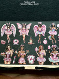 Pink Y2K Party Dolls | 5.8" x 8.3" Aesthetic Matte PET Sticker Sheet for Journaling, Scrapbooking & ATC Cards