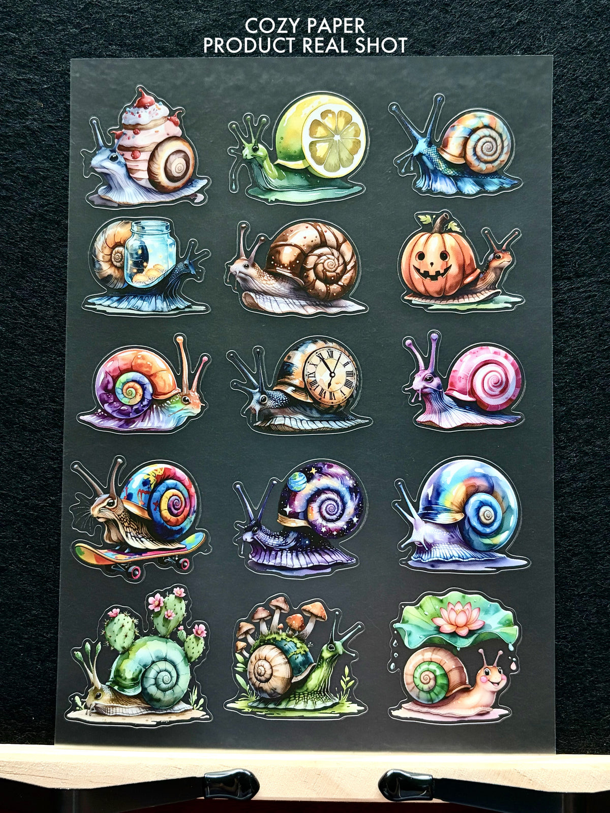 Whimsy Snail Paradise | 5.8" x 8.3" Aesthetic Matte PET Sticker Sheet for Journaling, Scrapbooking & ATC Cards