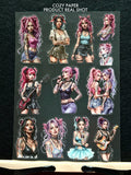 Pink Punk Rock Babes | 5.8" x 8.3" Aesthetic Matte PET Sticker Sheet for Journaling, Scrapbooking & ATC Cards
